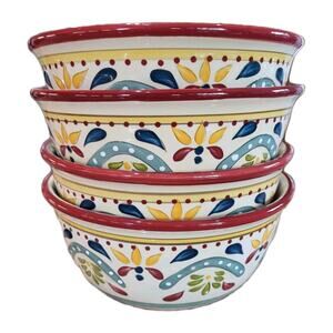 Bobby Flay Sevilla Soup Cereal Bowls (Set Of 4) EUC